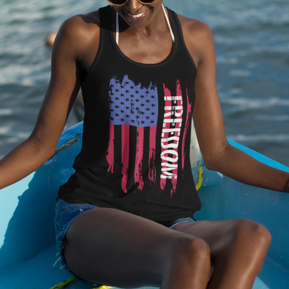 Freedom Flag - Women's Tri-Blend Racerback Tank - Danger Close Apparel