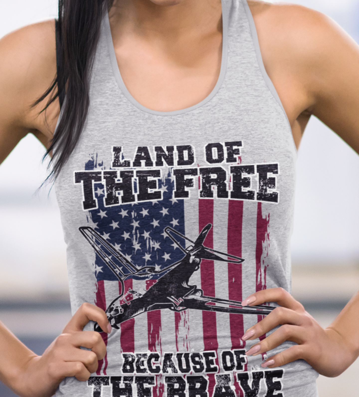 Because of the Brave - B-1B - Women's Racerback Tank - Danger Close Apparel