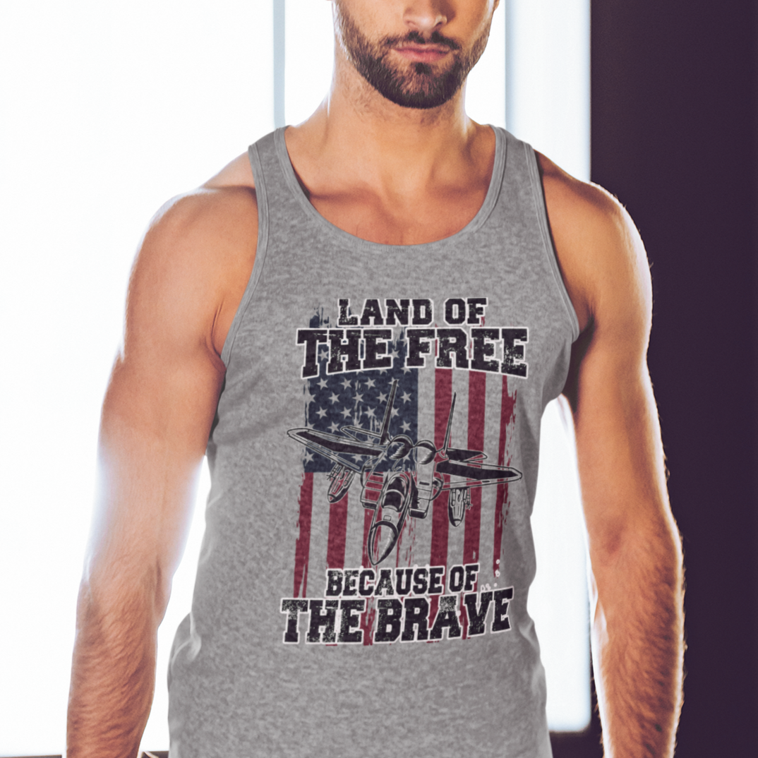 Because of the Brave F-15 - Men's Tank - Danger Close Apparel