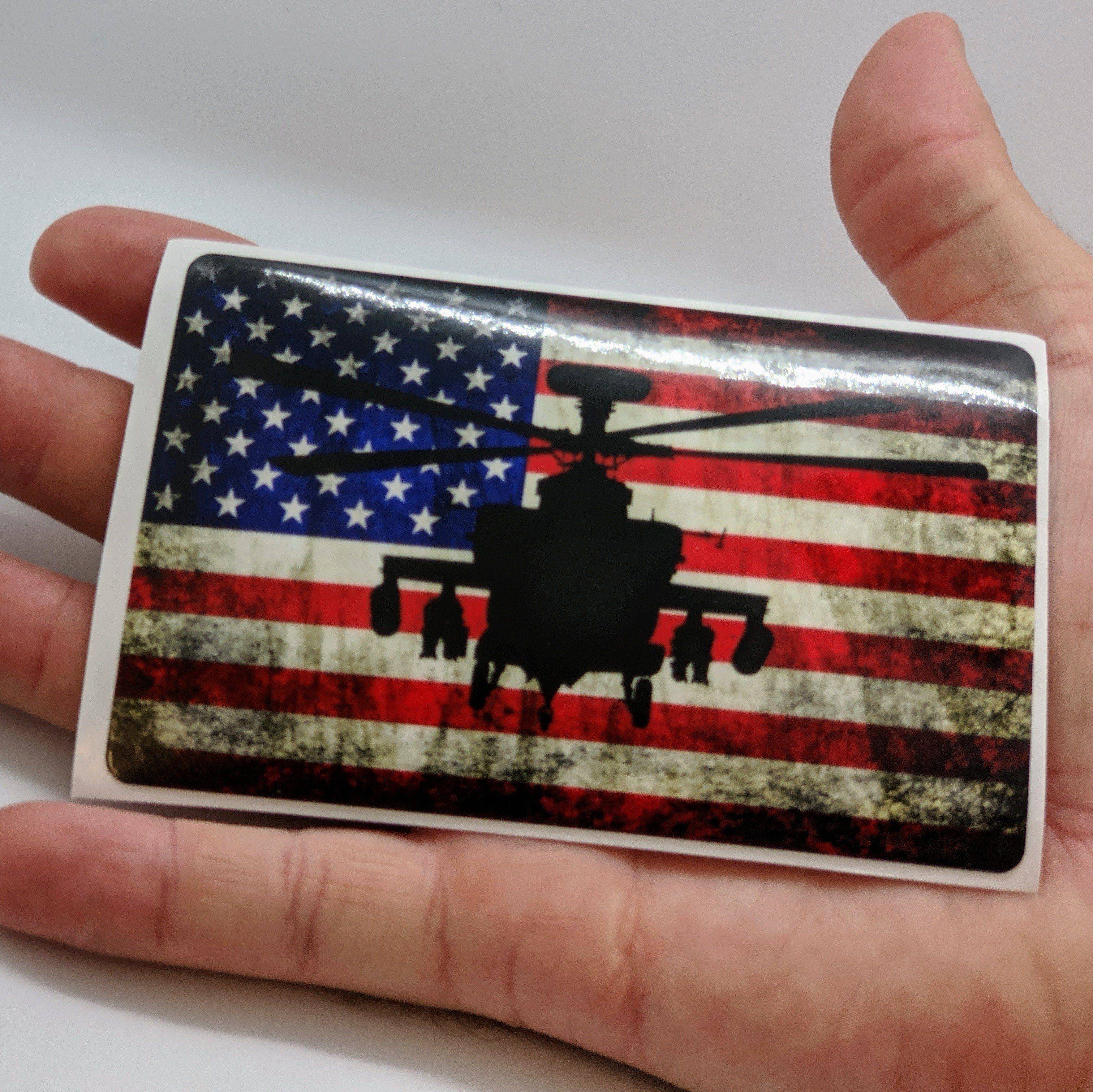 AH-64 Apache - American Flag Decal - Danger Close Apparel