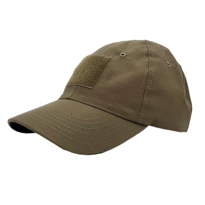 Brown cap on a white surface with a wooden background